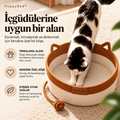 PuppyBed doğal örgü kedi yatağının kullanım özellikleri